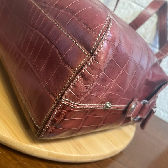 NWT Genuine Leather Shoulder Bag Reptile Patterned BANDOLINO - Picture 7 of 11